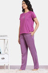 Zivame Desi Drama Knit Cotton Pyjama Set - Begonia Pink — thumbnail 3